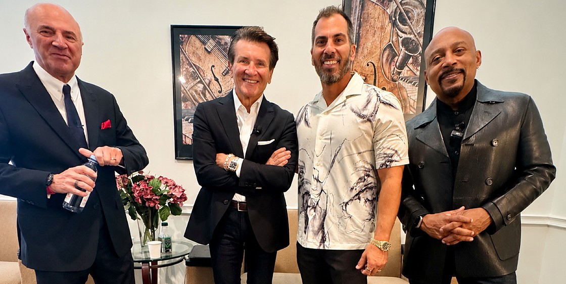 Nick Ayala with Kevin O&rsquo;Leary, Robert Herjavec and Daymond John