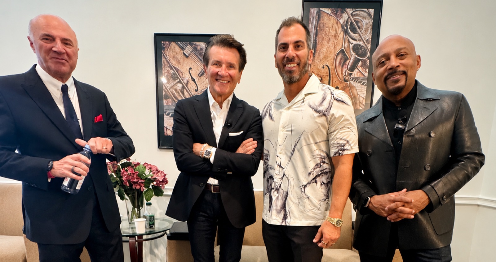 Nick Ayala with Kevin O'Leary, Robert Herjavec and Daymond John